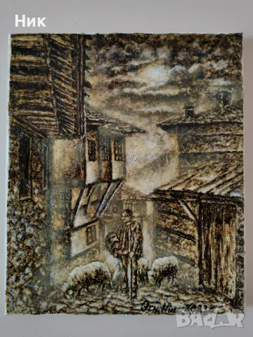 Картина върху платно Млад овчар с овце , снимка 2 - Картини - 48870402