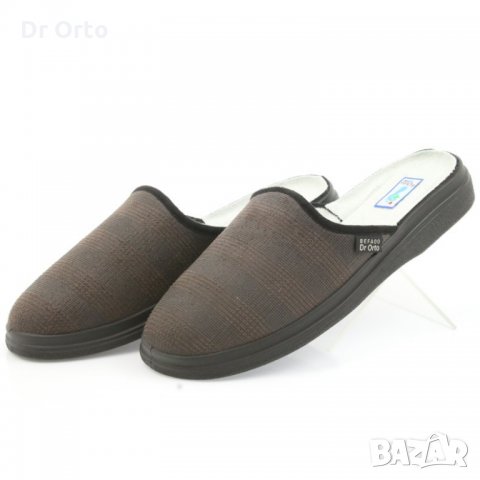 BEFADO DR ORTO Мъжки чехли за широк крак на кафяво каре, снимка 5 - Мъжки чехли - 27156984