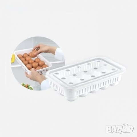 3424 Кутия за съхранение на яйца за хладилник, 15 гнезда, снимка 2 - Прибори за хранене, готвене и сервиране - 39482855