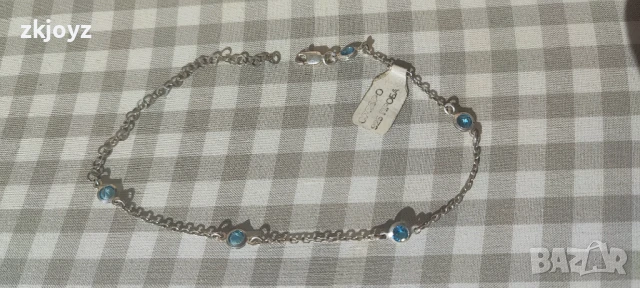 НОВА СРЕБЪРНА ГРИВНА ЗА КРАК С ЦИРКОНИИ 3.65 ГРАМА/ ПРОБА 925, снимка 2 - Гривни - 51160622