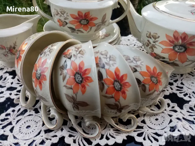 Немски антикварен сервиз за чай, снимка 2 - Антикварни и старинни предмети - 50398505