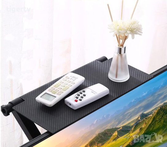 ТВ рафт стойка за ТВ бокс телевизор рутер дистанционно приемник, 33 х 16 см, Черен, снимка 5 - Стойки, 3D очила, аксесоари - 22610956