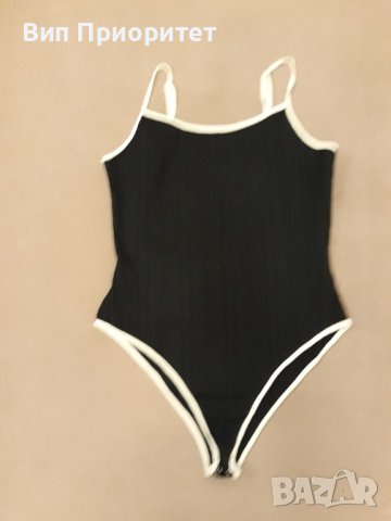 Черна боди с тънка бяла презрамка - секси модел, снимка 2 - Корсети, бюстиета, топове - 39217771