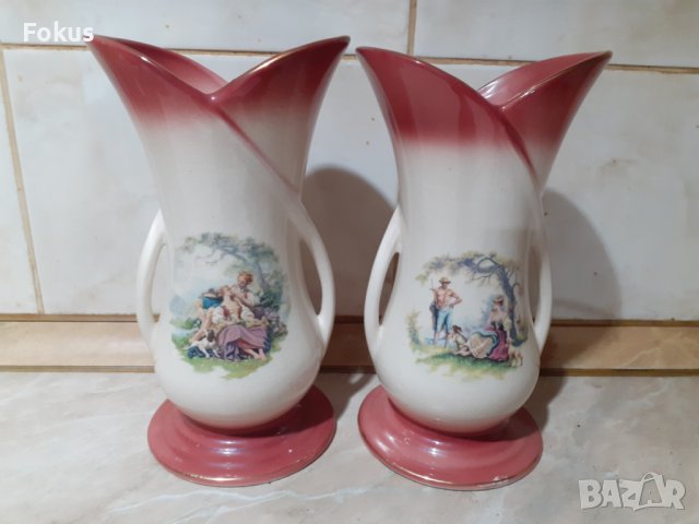 Чифт вази стар английски порцелан отлични с маркировки, снимка 1 - Антикварни и старинни предмети - 39491443