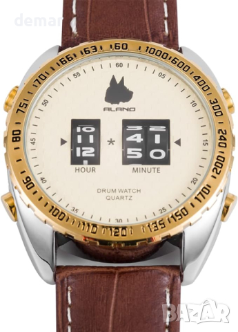 Часовник за барабани ALANO с каишка от естествена кожа с кварцова лента за ръка , снимка 4 - Мъжки - 44879832