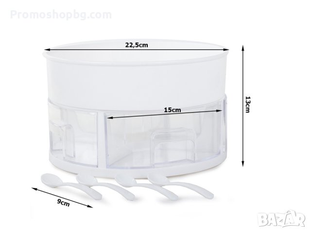 Въртящ се кухненски органайзер с 4 чекмеджета, Включени 4 бр лъжички, Бял, снимка 8 - Други - 43886340