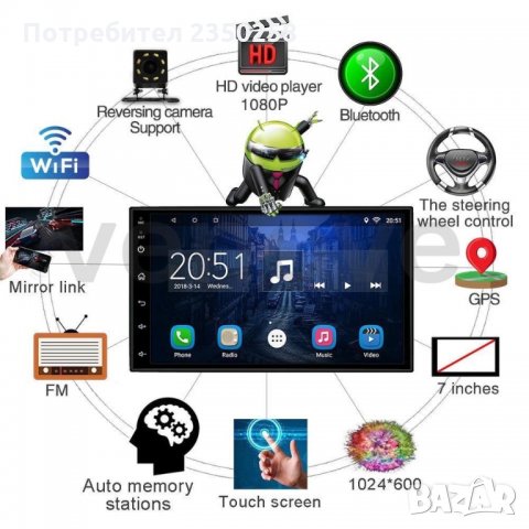 Навигация GPS Android 10 Мултимедия 7" двоен дин кола автомобил cd радио двд, снимка 10 - Аксесоари и консумативи - 26660641