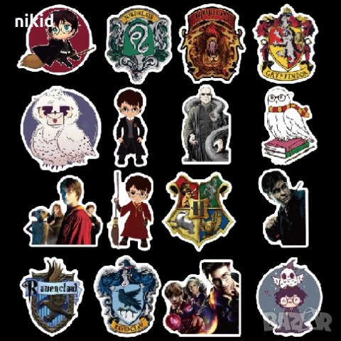 1 вид 50 бр Хари Потър harry potter самозалепващи лепенки стикери за украса декор картонена торта, снимка 2 - Други - 28674916