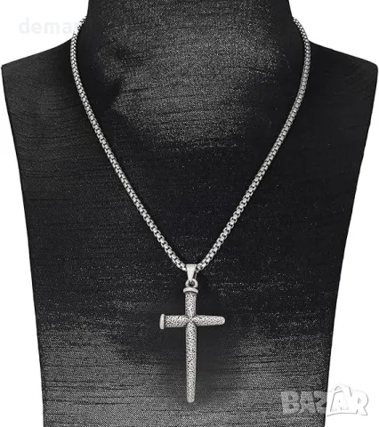 EnerMagiX Колие с кръст от чист титан и кръст с титаниева верига, религиозни подаръци, бижута (3473), снимка 5 - Колиета, медальони, синджири - 48717384