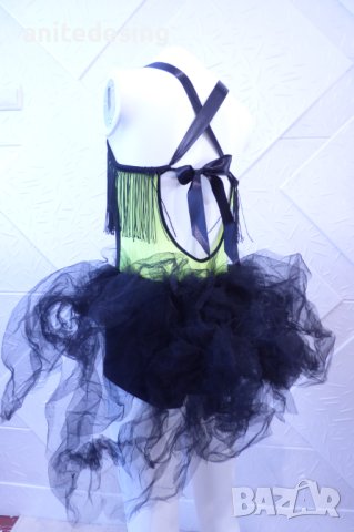 Детска рокля за спортни танци в черно и електрик, снимка 5 - Детски рокли и поли - 44029102