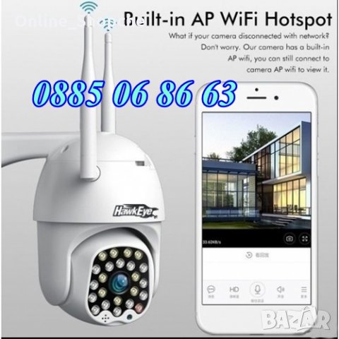 Куполна безжична Wifi камера HawkEye Full HD с 22 Leds, снимка 2 - IP камери - 32580479