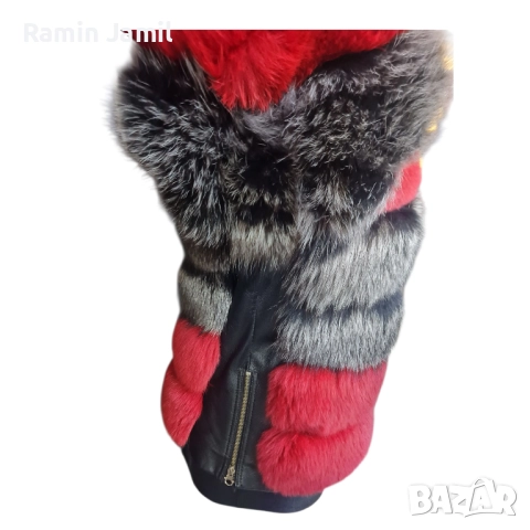 Палта от лицева агнешка кожа и косъм естествена лисица., снимка 5 - Палта, манта - 51545211