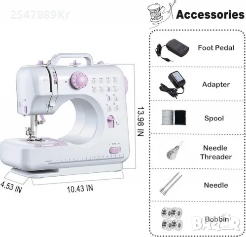 Мини шевна машина с 12 различни вида шевове SM-505A, снимка 8 - Шевни машини - 49166569