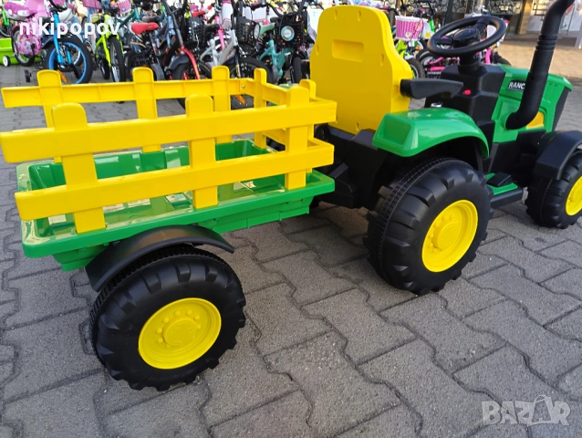 TEXAS акумулаторен трактор с ремарке RANCHER зелен, снимка 5 - Детски велосипеди, триколки и коли - 53569733