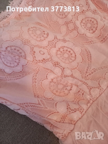 Нежна светлорозова рокля с дантела и тюл – подходяща за бал, кръщене или официални поводи, снимка 2 - Рокли - 52511497