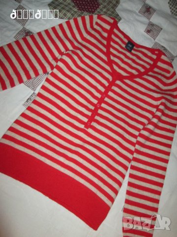 Пуловер вълна райе червено Gap