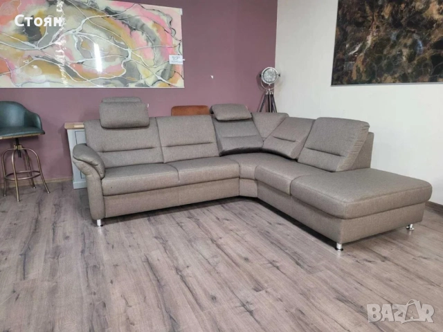 ПРОМОЦИЯ!!!Светло кафяв ъглов диван от плат, снимка 2 - Дивани и мека мебел - 52826684