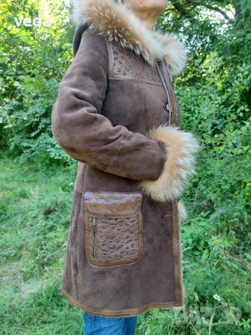 Марков кожух с качулка - Кожено палто естествена кожа, снимка 1