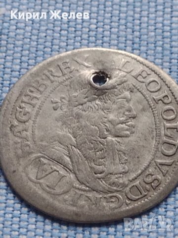 Сребърна монета 6 кройцера 1681г. Леополд първи Виена Свещена Римска Империя 13671