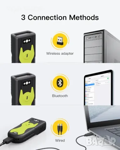 2D Bluetooth® 5.0 преносим баркод скенер с 40M обхват, снимка 3 - Друга електроника - 48738898