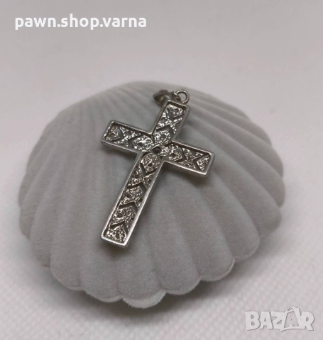 Сребърен кръст с фианити – 925 проба, маркиран, снимка 3 - Други - 50784508