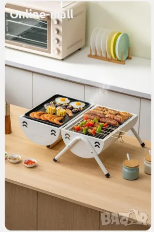 Преносимо двустранно Сгъваемо барбекю за въглища Перфектно за пикник, снимка 3 - Барбекюта - 50401751