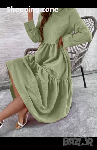 Дълга рокля в мента, снимка 3 - Рокли - 50277037