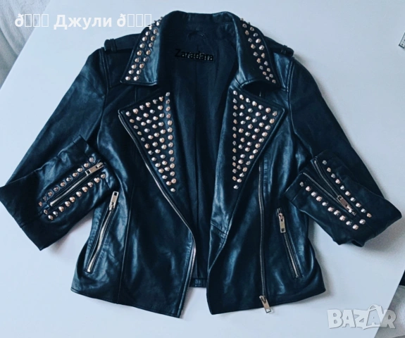 Кожено яке от естествена кожа с капси, снимка 5 - Якета - 53328074