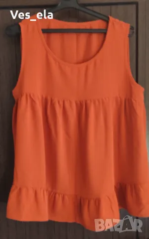 разкроен шифонен потник с леки къдрички, снимка 1