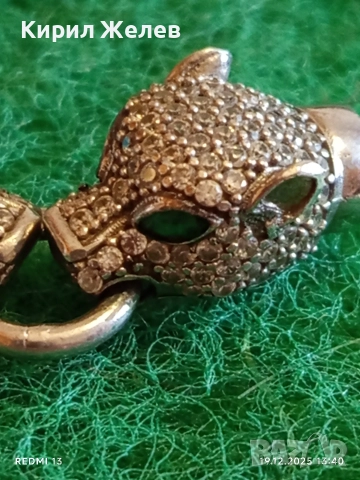 Луксозно сребърно бижу PANTHER с фасетирани кристали майстоска изработка 52409, снимка 3 - Колиета, медальони, синджири - 52847279