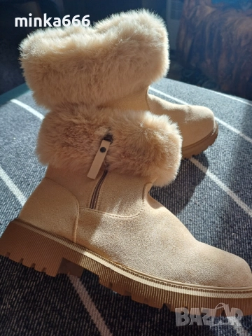 Боти с пух., снимка 4 - Дамски боти - 52532994
