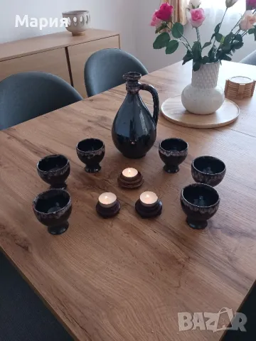Сервиз за вино от седемдесетте плюс 3броя свещници , снимка 3 - Сервизи - 47593464