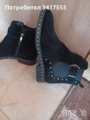 Дамски боти естествен велур, снимка 7 - Дамски боти - 51940713
