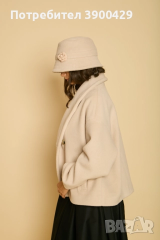 Дамско Вълнено Късо Палто Gabriel coat - Екрю, снимка 5 - Палта, манта - 52183889