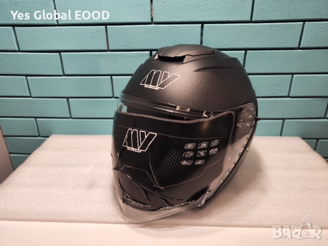 MY-835 джет каска с визьор, ECE 22.06, мат титан, S/XS N6, снимка 9 - Аксесоари и консумативи - 51910858