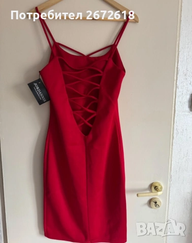 Червена еластична рокля , снимка 2 - Рокли - 53087345