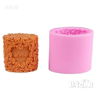 Цилиндър от рози розички LOVE силиконов молд форма свещ декор , снимка 6 - Форми - 40352497