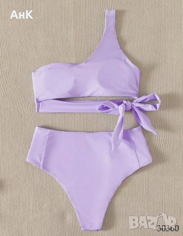 Лилав бански костюм с едно рамо М размер , снимка 2 - Бански костюми - 37768490