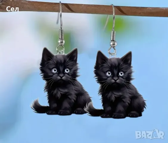 Обеци черни котенца , снимка 1