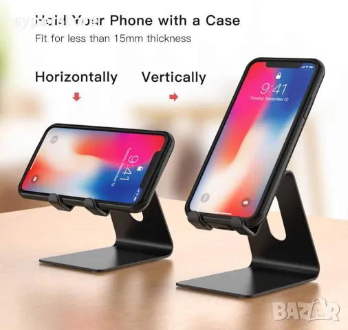 Стойка за телефон за Бюро, Маса, Digital One SP00997 mocile mate, Универслана, черна, метална, снимка 10 - Селфи стикове, аксесоари - 49178297