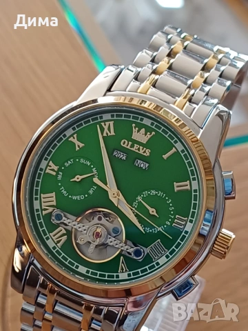 Olevs Автоматик, Дисплей Скелетон, HD Светещ, 3 ATM, Прозрачен гръб, Мултифункционален, Календар, снимка 9 - Мъжки - 53169391