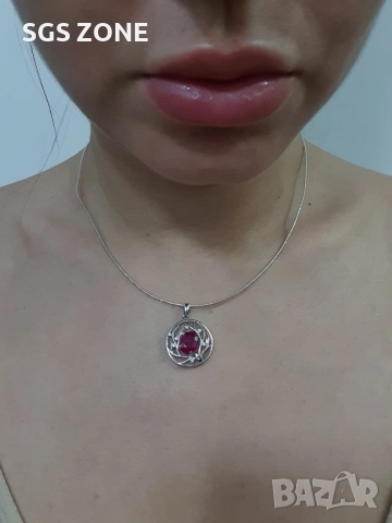 Сребърна висулка 925 с аквамарин, цитрин, аметист, сапфир или рубин, снимка 2 - Колиета, медальони, синджири - 52365709