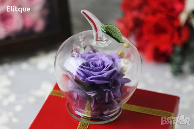 Вечна Роза в стъклена ябълка  YSH F, снимка 2 - Подаръци за жени - 52895116
