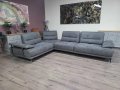 Сив ъглов диван от плат "Artemis" с подвижни облегалки, снимка 1 - Дивани и мека мебел - 43896456