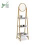 160см Висока бамбукова етажерка за баня с огледало, снимка 4