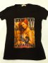 Тениска RIHANNA черен фон с камъни и моден принт, спортно-елегантна, еластан и памук, къс ръкав , снимка 1 - Тениски - 37415997