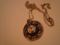 Ретро медальон посребрен филигран с порцелан, снимка 2