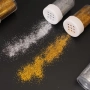 Брокат блястък сребрист златист златен сребърен прах за декорация украса в бурканче, снимка 2