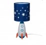 Нощна Лампа за детска стая, с космическа ракета, настолна, син, 14*14*31см
