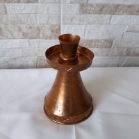 Стар меден свещник - 15 см - Made in Germany, снимка 1 - Антикварни и старинни предмети - 36594054
